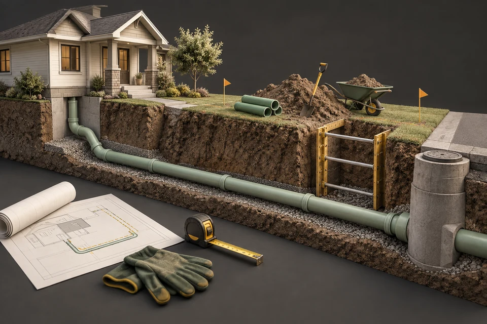 Conceptual illustration of permit · supported excavation · inspection