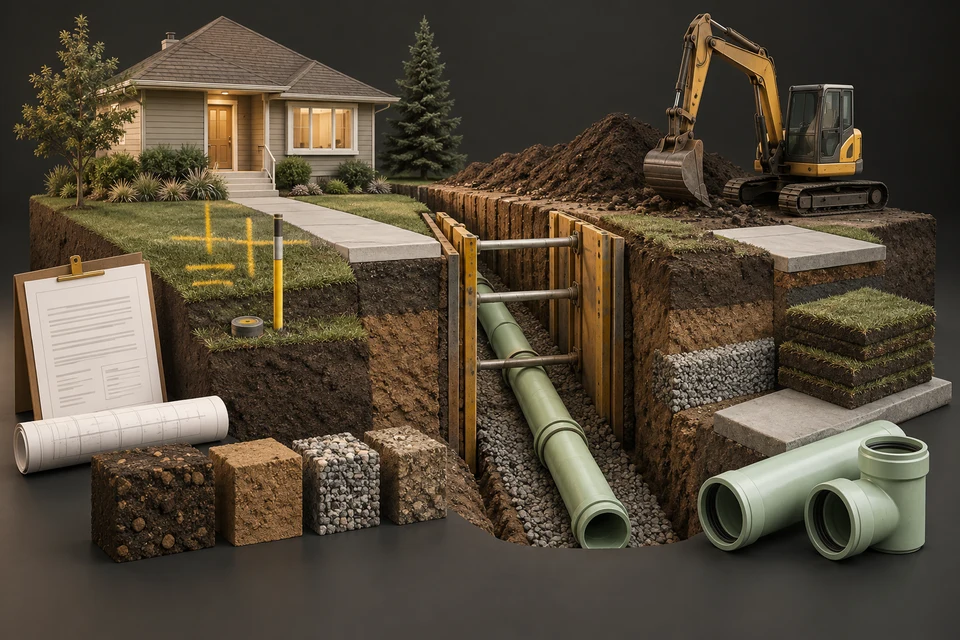 Conceptual illustration of cleanout · lateral · street main