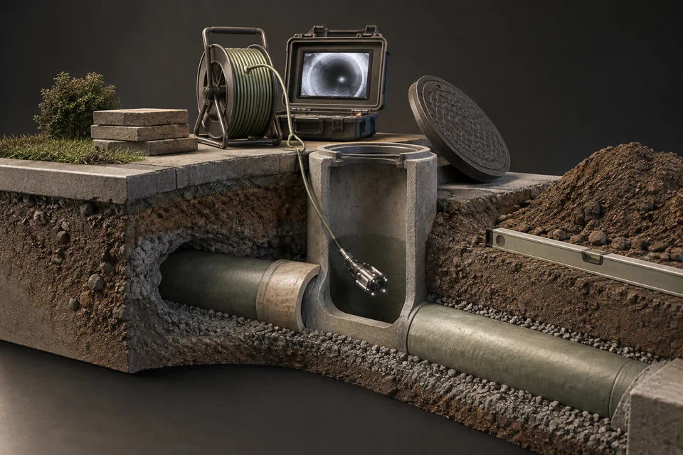 Conceptual illustration of exposed work · inspection hold · acceptance record